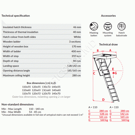 Scara mansarda ALU PROFI Extra 120x70x290